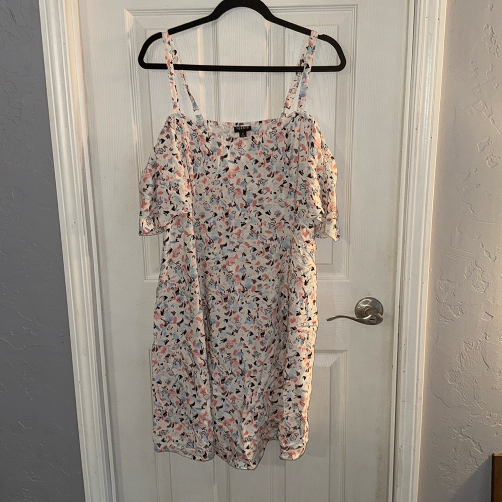 A large multi colored mid dress